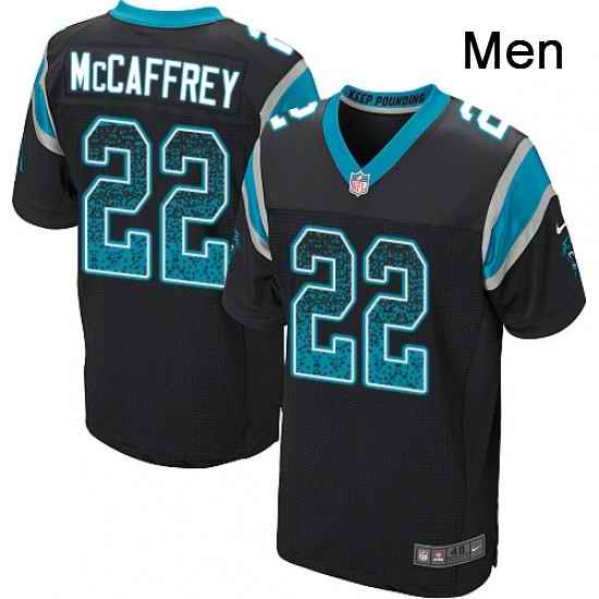 Mens Nike Carolina Panthers 22 Christian McCaffrey Elite Black Home Drift Fashion NFL Jersey